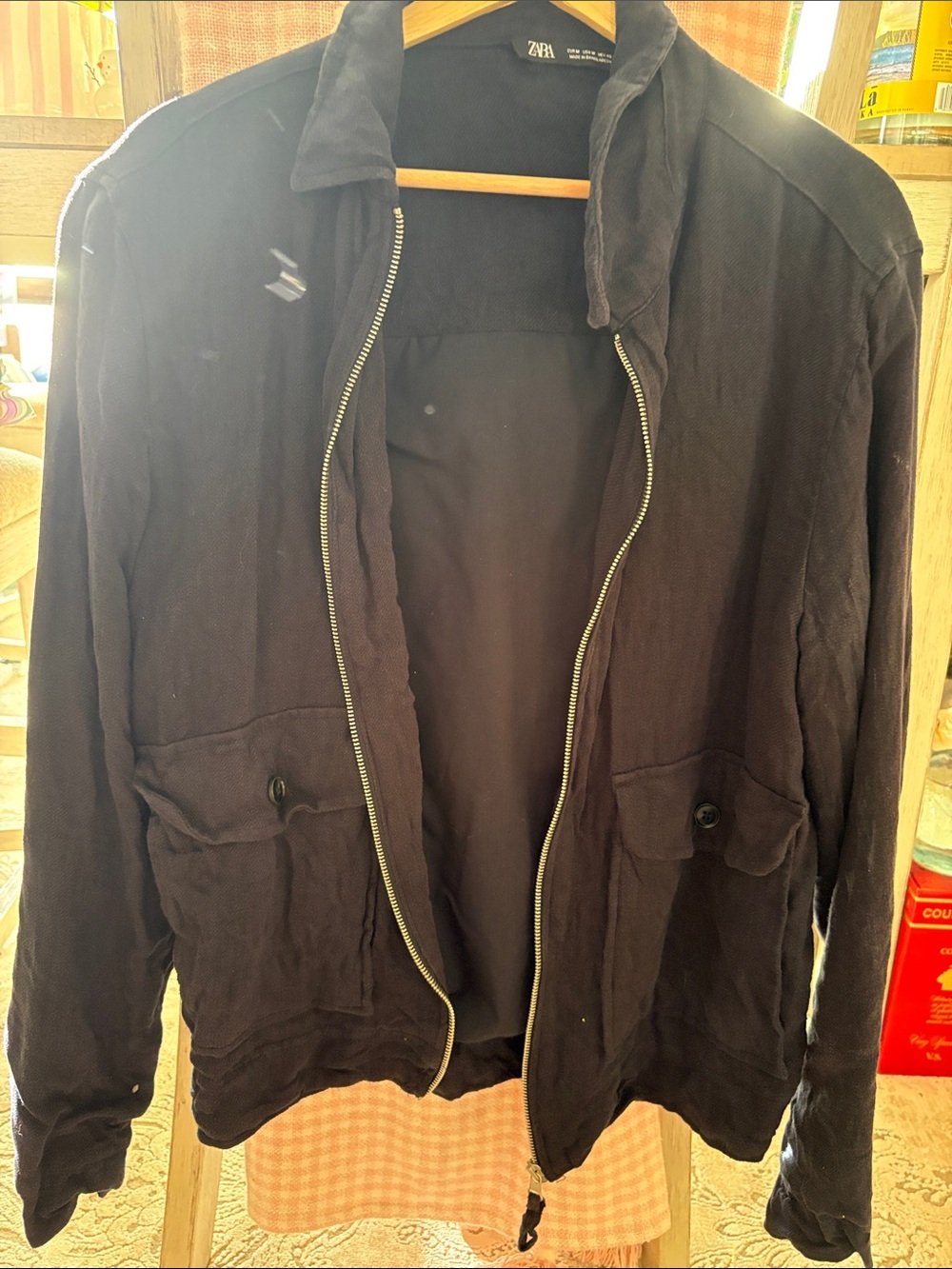 Zara Black Lightweight Zip Jacket